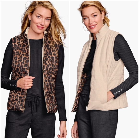 Johnston & Murphy Jackets & Blazers - Johnston & Murphy Reversible Leopard Cream Vest Size XS